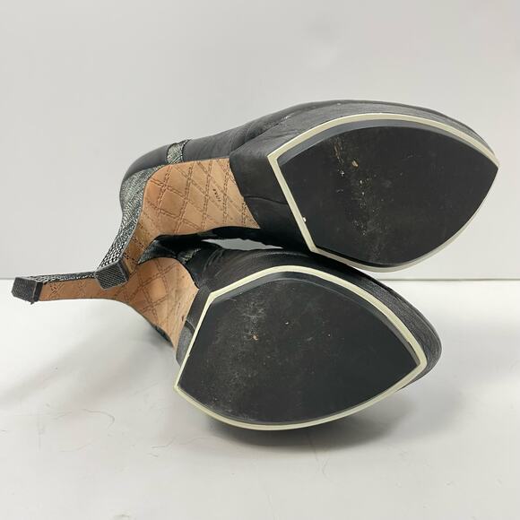 L.A.M.B. | Dorene Black Leather High Stiletto Heel Platform Booties - Picture 9 of 9